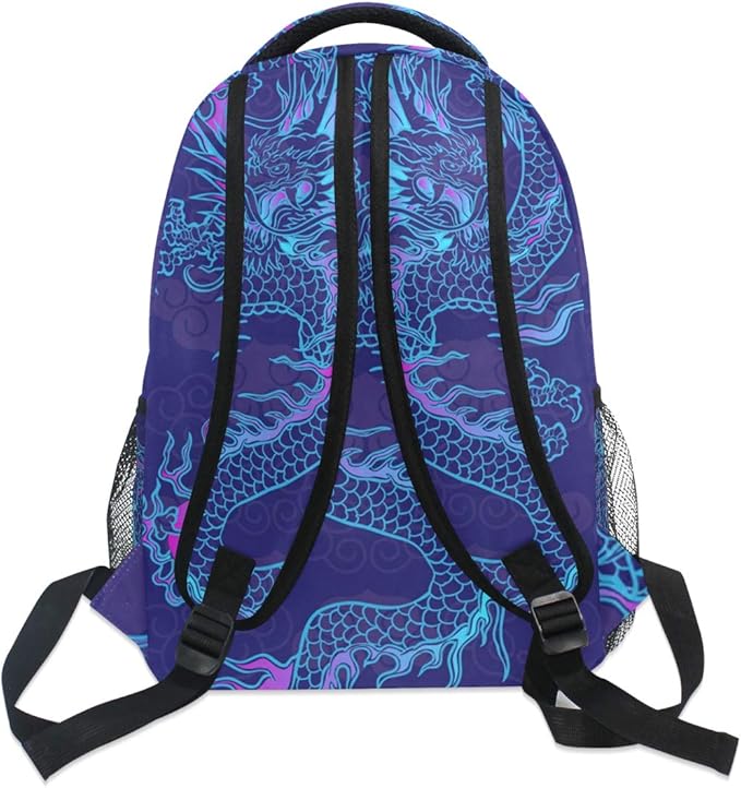 Blueangle Purple Chinese Dragon Printing Computer Backpack - Lightweight School Bag
