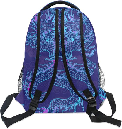 Blueangle Purple Chinese Dragon Printing Computer Backpack - Lightweight School Bag