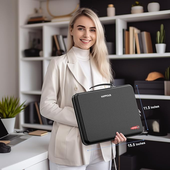 Fireproof File Folder, Expanding File Organizer with 13 Pockets, Portable Fireproof Document Box Hard-Shell Document Organizer Storage for Documents Laptop Passports Cards Black