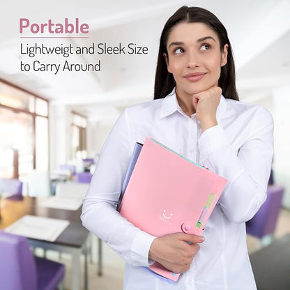 Forvencer Accordion File Organizer, Letter Size, 7 Pocket Expanding File Folder, Cute File Folder with Labels, Portable File Organizer for School Office Supplies, Folders for Documents, Jade