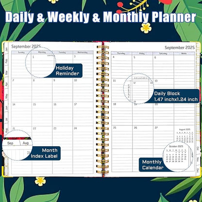 Weekly Planner 2025, Academic Year Weekly and Monthly Planner from JANUARY.2025 - DECEMBER.2025, 8.5" X 6.2", Daily Planner Notebook with Tabs for Women, Perfect Organizer