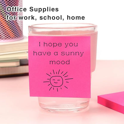 Sticky Notes 3x3 Self-Stick Notes Bright Colors Sticky Notes 4 Pads 100 Sheets/Pad (Rose Red)