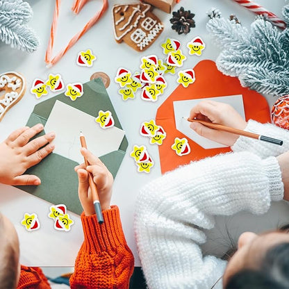 Christmas Winter Pencil Erasers - 60pcs Xmas Mini Erasers bulks Holiday Rubber Smiley Face Winter Christmas Party Favors School Rewards Cute Star Cartoon Rubber Eraser New Year holidays Gift