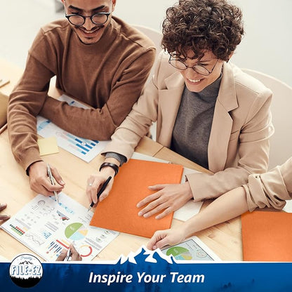 FILE-EZ Two-Pocket Folders, Orange, 125-Pack, Textured Paper, Letter Size (EZ-32465)