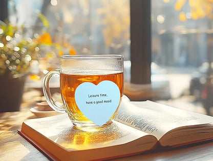 Mini Skater 2 Pack Kraft Paper Sticky Notes Heart Shaped Self-Stick Blank Book Tabs Paper Markers Sticky Notes Pad 100 Sheets Index Sticker (Light Blue)