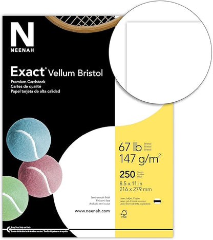 Neenah Exact Vellum Bristol Cardstock, 8.5" x 11", 67 lb/147 GSM, Blue, 250 Sheets (Pack of 1) (81328)