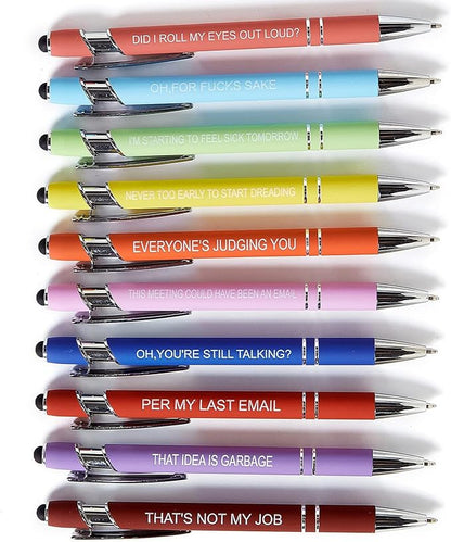 Funny Pens Colorful Ballpoint Pens with Inspirational Quotes and Touch Screen Function Office Gifts