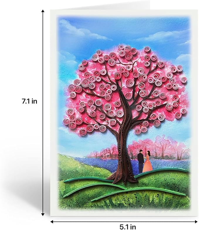 KingKraft Anniversary Card for Wife, Cherry Blossom Quilling Card, Love Card, Valentines Day Card, Birthday Card for Wife Her, Thinking of You Card, 30th 40th 50th 60th Happy Anniversary Card