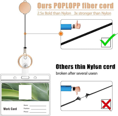 2PCS Retractable Lanyards for ID Badges and Keys, Cute Breakaway Teacher Lanyard with Badge Holders and Reels, Silicone Beaded Lanyard for Women, Nurses, Office with 4 Waterproof Card Holders