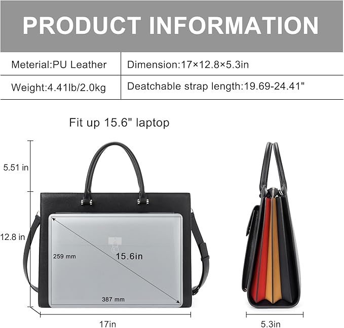 CLUCI Briefcase for Women Vegan Leather 15.6 Inch Laptop Bag Large Pocket Business Ladies Shoulder Bag