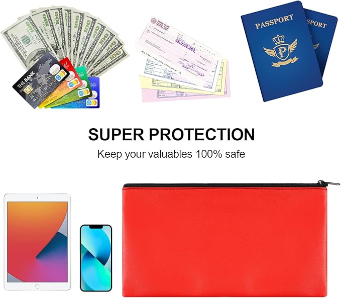 2 Pieces Money Bags with Zipper, 11x6.1 inch Money Pouch, Bank Bag, Cash Bag, Check Wallet, Cosmetics(Red)