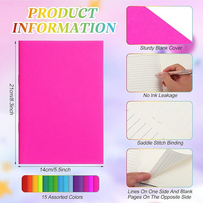 Gueevin 15 Pcs Blank Books for Kids to Write Stories Bulk Composition Notebooks Colorful Soft Cover Notebooks for Drawing Ruled Lined Journals Sketching Kindergarten Easter Gift (Cute Colors)