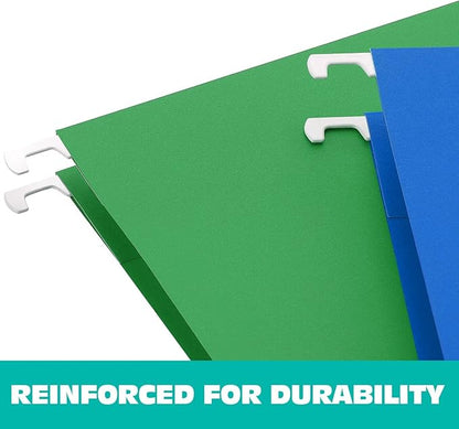 HERKKA Hanging File Folders, 60 Pack Reinforced Letter Size Hanging Folders with Heavy Duty 0 Inch Expansion, Designed for Bulky Files, Medical Charts, Adjustable Tabs, Assorted Colors