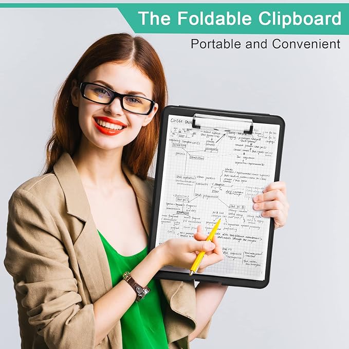 Geyee 16 Pcs Clipboards with Storage Letter Size Foldable Nursing Clipboard Storage with Pen Holder Plastic Storage Clip Board with Low Profile Clip for Student Teacher Nurse Office 9.4 x 13.4 Inch