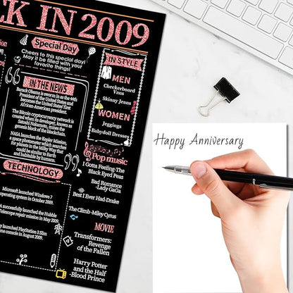 Joycard 16th Anniversary Card for Women, Wedding Card for Wife, Sweet Marriage Decorations Gifts for Couple, Perfect for Her on Anniversary Day, Back in 2009