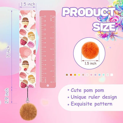 Outus 24 Pcs Kids Bookmarks with Pendant, Cute Bookmarks for Kids, Bookmarks Gifts Bulk for Girls, Women, Teens, Bookmarks with Rulers, Christmas Party Favors School Classroom Reading Presents