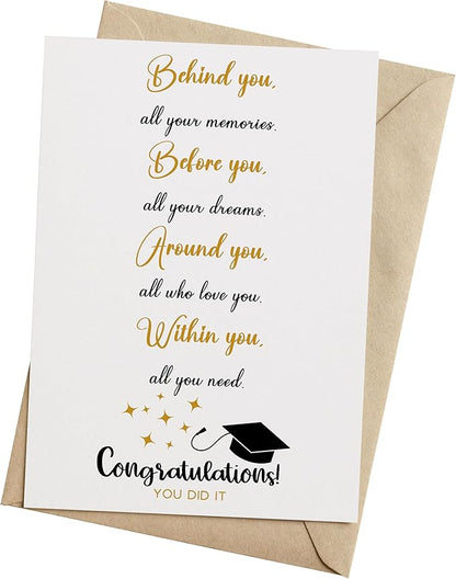 Graduation Card for Him Her, Cute Graduation Gift for High School College Grad, Behind You Before You Around You Within You Gift- 5x7 inch Folded Card include Envelope, Sticker - Blank Inside by PICCAFI