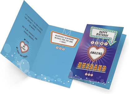 Prime Greetings Husband Birthday Card, Made in America, Eco-Friendly, Thick Card Stock with Premium Envelope 5in x 7.75in, Packaged in Protective Mailer