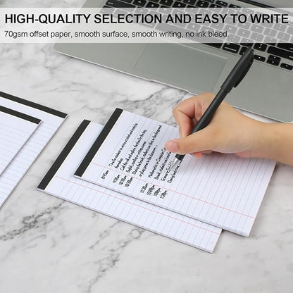 Utron 6 PCS Small Legal Pads 5x8 White, Narrow Ruled Small Note Pads 5x8, Micro Perforated Writing Pad, College Ruled Legal Notepads 5x8 for Study, Office, To-Do Lists(30 Sheets/Small Notepad)