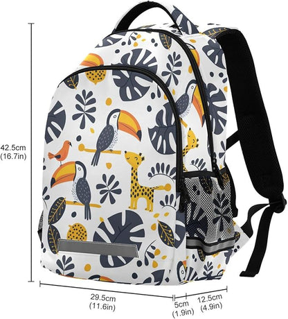 MNSRUU Laptop Backpack with Chest Strap, Toucans School Backpack, Travel Hiking Backpack for Boys Girls Teen Adult, Rucksack, Knapsack
