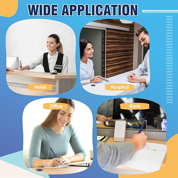 Pasimy Secure Pen with Adhesive Chain and Security Blue Ink Pen Holder for Home Office Supplies(20 Pieces)