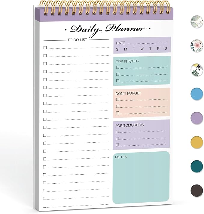 To Do List Notepad, To Do List Notebook for Work with 52 Undated Sheets, 6.7"×10.1", Daily To Do List Planner, Checklist Organizer Notebook for Office, Home and School- Purple
