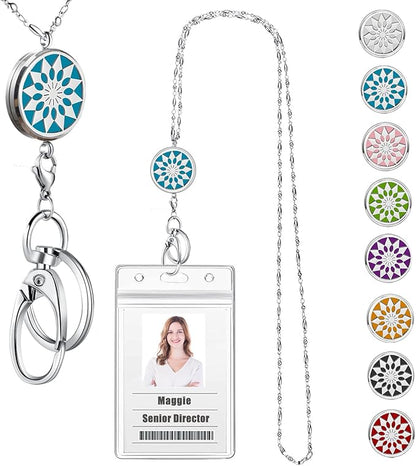 Lanyards for Women Teacher Lanyard with ID Holder Badge Lanyards for ID Badges Necklace Keychain Fashion Silver Chain Lanyard Nurse Teacher Appreciation Gift Office Work Jewelry