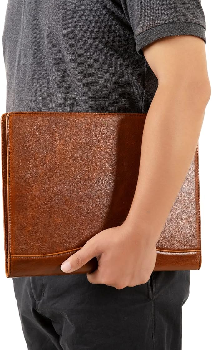 Personalized Leather Portfolio for Men, Engraved Leather Clipboard Portfolio Binder, Custom Leather Resume Padfolio for Women, Christmas Gift for His/Her (Clipboard, Shiny Brown-Custom)
