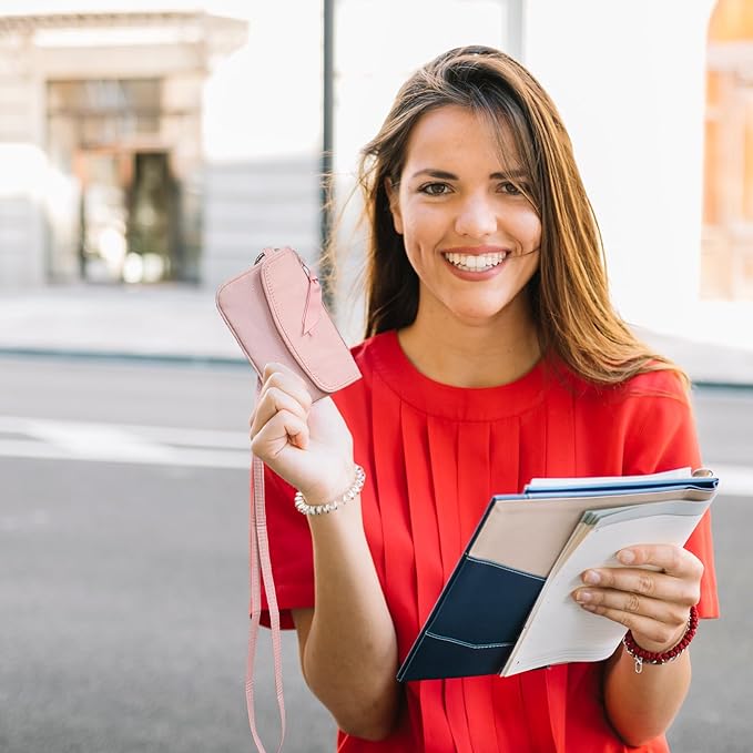 WONDERFUL FLOWER Card Holder, RFID Blocking, ID Holder with Lanyard for Men and Women, Dual Pockets, Badge Holder, Lanyard Wallet, Fabric Keychain ID Pouch, Gray