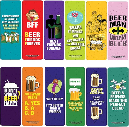Creanoso Funny Beer Friends Bookmarks (5-Sets X 6 Cards) – Daily Inspirational Card Set – Interesting Book Page Clippers – Great Gifts for Adults and Professionals