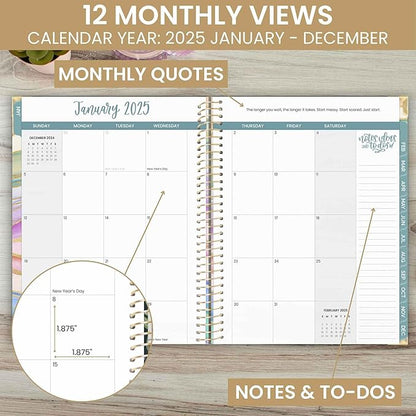 bloom daily planners 2025 Planner HARDCOVER (8.5" x 11") Calendar Year Day Planner (January 2025 - December 2025) - Appointment Goal Organizer - Monthly & Weekly Inspirational Agenda Book - Watercolor Waves