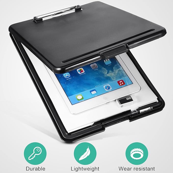 Geyee 16 Pcs Clipboards with Storage Letter Size Foldable Nursing Clipboard Storage with Pen Holder Plastic Storage Clip Board with Low Profile Clip for Student Teacher Nurse Office 9.4 x 13.4 Inch