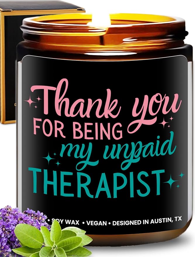 Funny Candle for Best Friend, Thank You for Being My Unpaid Therapist Candle, Best Friend Candle for Women, Funny Friendship Gifts, Gifts for Best Friend, Birthday, Christmas, Gift-Ready