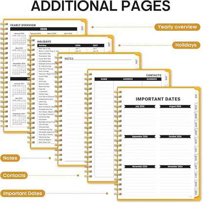 2026 Planner, Weekly and Monthly Calender Planner, Jan 2026 to Dec 2026, Hardcover 2026 Calendar Planner Book with Tabs & Inner Pocket, Office Home School Supplies for Women & Men - A4 (8.5" x 11"), Yellow