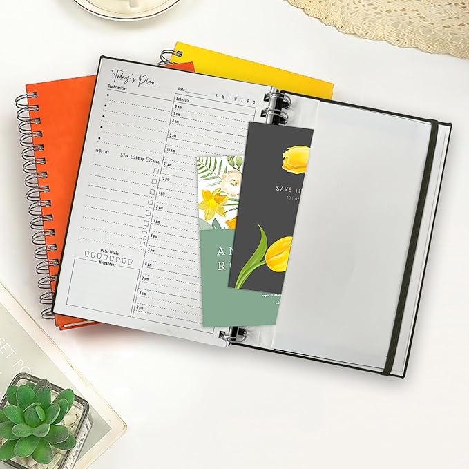 Undated Daily Planner,Undated Planner with Hourly Schedules, Daily Organizer Notebooks for work, Spiral Appointment Planner for Men and Wome, To Do List Notebook for Time Management, Elastic Closure, Pocket(Navy Blue)