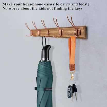 Fishent Stretchy Wristlet Keychain,Braided Cute Wrist Lanyards for Keys, Key Chain Holder for Women Men, Wrist Strap Keychain for Car Keys Phone Camera Wallet ID Badges Card (Orange)