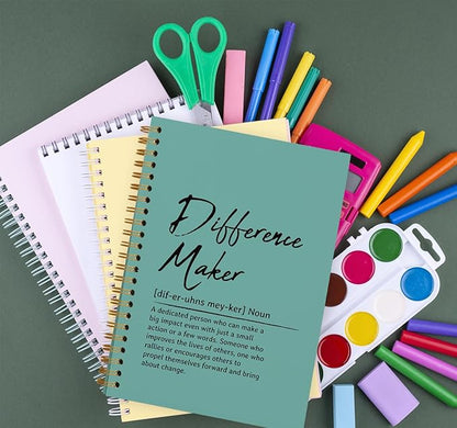 OXW Difference Maker Appreciation Gift, Meeting Notebook for Work, Thank You Gifts for Leader Mentor Manager Boss, Office Supplies Social Worker Notebook, Green Hardcover Spiral Notebook 5.5 x 8.3