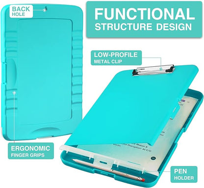 Sooez Clipboard with Storage, High Capacity Nursing Clipboards with Pen Holder, Heavy Duty Plastic Storage Clipboard with Low Profile Clip, Clipboard Folder, Teacher Must Haves, Office Supplies