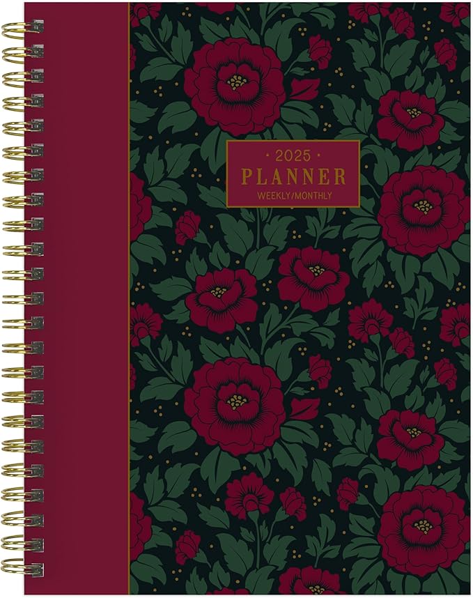 TF PUBLISHING 2025 Victorian Blooms Medium Weekly Monthly Planner - Goals & Task Trackers - Planner Monthly and Weekly with Organizer Stickers - 12 Month Calendar Planner - 6.5" x 8"
