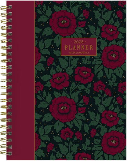 TF PUBLISHING 2025 Victorian Blooms Medium Weekly Monthly Planner - Goals & Task Trackers - Planner Monthly and Weekly with Organizer Stickers - 12 Month Calendar Planner - 6.5" x 8"