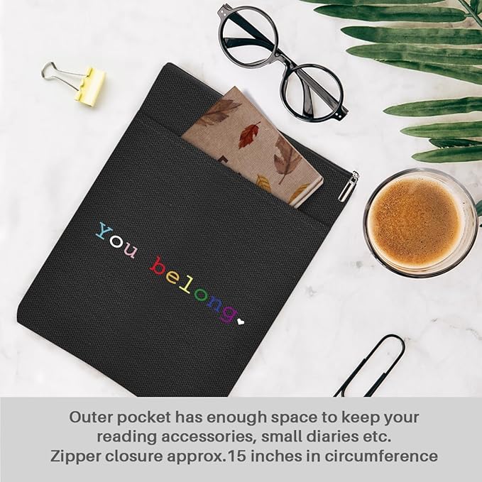 Book Themed Gifts Waterproof Book Sleeve Book Pouch LGBT Equality Rights Reading Gifts for Women Sister Book Covers for Paperbacks Book Accessories Book Protector with Zipper and Front Pocket