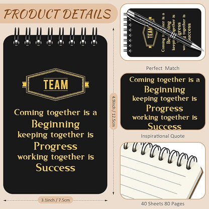 Fulmoon 80 Pcs Employee Appreciation Gifts Set Include Notepad Pen Thank You Keychain Organza Bag, Going Away Retirement Birthday Christmas Team Gift for Member Coworker Staff(Black)