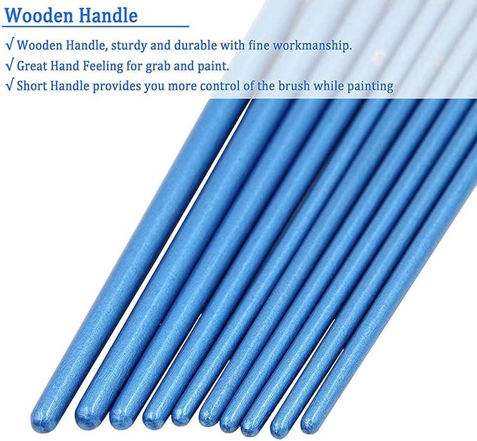 BOSOBO Paint Brush Sets, 6 Pack 60 Pcs Pointed-Round Tip Paintbrushes Nylon Hair Artist Acrylic Paint Brushes for Acrylic Watercolor Oil, Face Art, Model, Miniature Detailing & Rock Painting, Blue