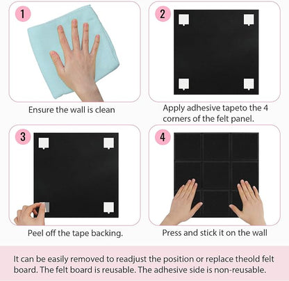 Smarpau 12 Pack Felt Cork Board Tiles 48"x36" Large Cork Board with Safe Removable Adhesive Tabs Square Cork Bulletin Board for Home Office Pin Board Tack Board Light Camel