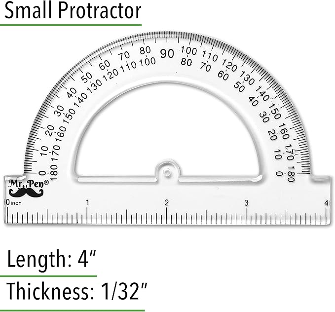 Mr. Pen- Small Protractor, 4 Inch Protractor, Pack of 3, Protractor Ruler, Drafting Tools, Protractor for Kids, Protractors Classroom Set, Protractor, Protactor 4 Inch, Math Geometry, School Supplie