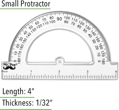 Mr. Pen- Small Protractor, 4 Inch Protractor, Pack of 3, Protractor Ruler, Drafting Tools, Protractor for Kids, Protractors Classroom Set, Protractor, Protactor 4 Inch, Math Geometry, School Supplie