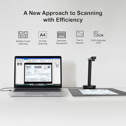 VIISAN 16MP Portable Document Scanner Camera, A4 Capture, USB Document Camera with Deskewing, Multi-Page Scanning, Pocket Book Scanning, OCR & TTS, Compatible with Windows & macOS