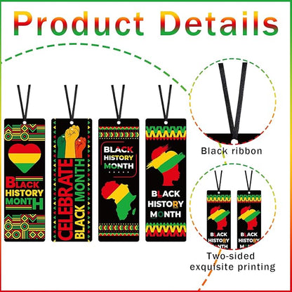 200 Pcs Black History Month Bookmarks Double Sided Inspirational Bookmarks Bulk African American Celebration Gifts for Women Men Book Lovers Black History Month Party Favor Gifts