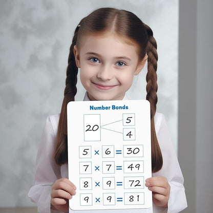 10 Pack Multiplication Chart Whiteboard Card - Double-Sided 9" x 12" Dry Erase Board, Math Manipulatives White Board for Kids Students, Classroom and Home Learning，Small White Board Card Dry Erase