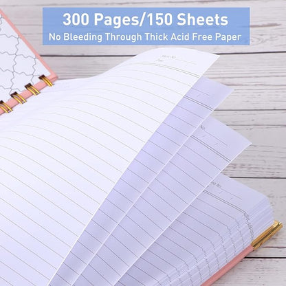 Spiral Notebook, College Ruled Notebook Journal, 7” x 10”, 300 Pages Leather Writing Journal for Women Men, B5 Hardcover Notebook for Work School, 24pcs Index Tabs, Teal